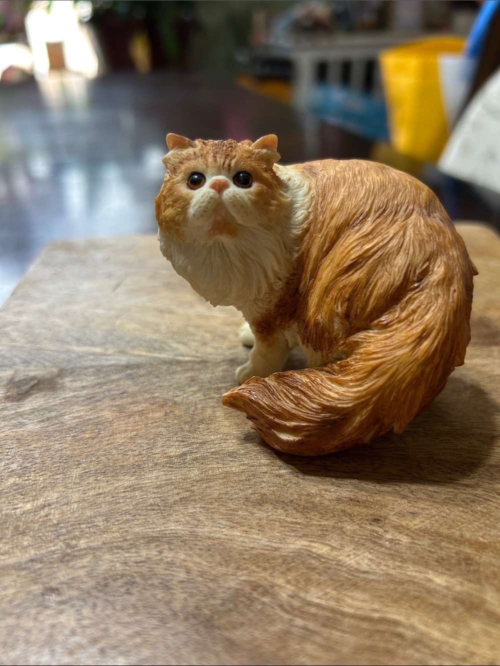 Vintage Hand-Painted Orange and White Persian Cat Resin Figurine